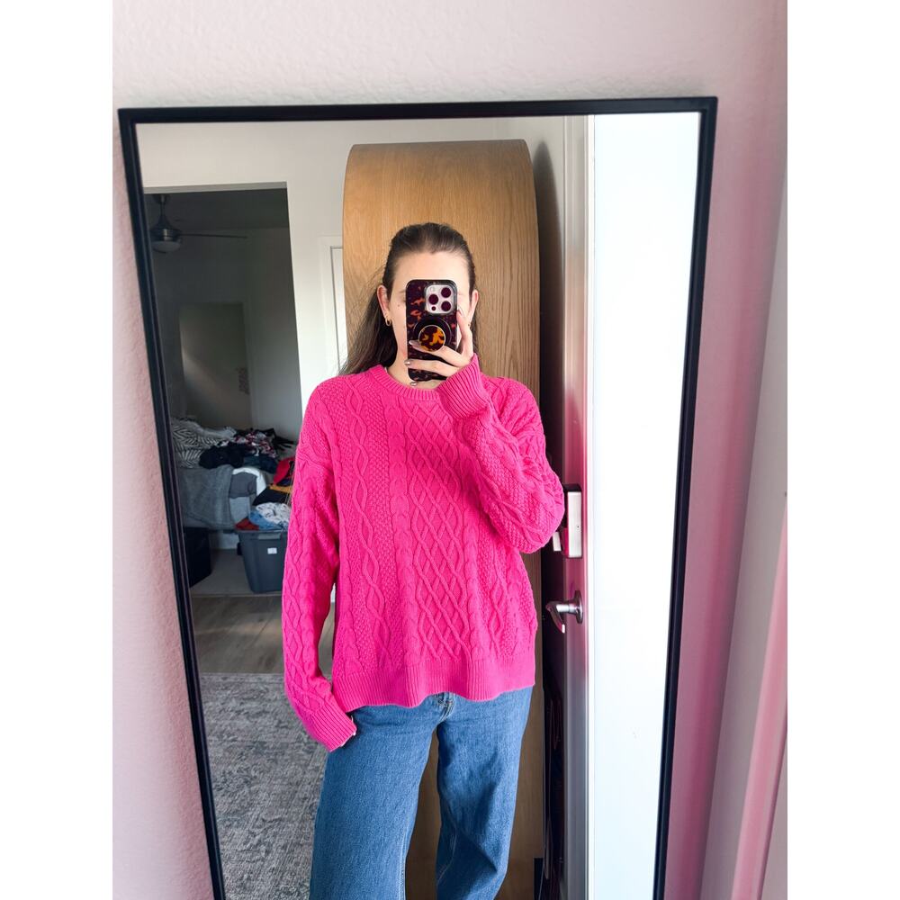 J Crew‎ Pink Cable Knit Sweater